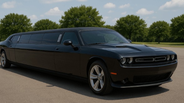 Exterior of Dodge Challenger Limo Rental in Layton