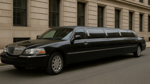 Exterior of Lincoln Towncar Stretch Limousines in Green Bay